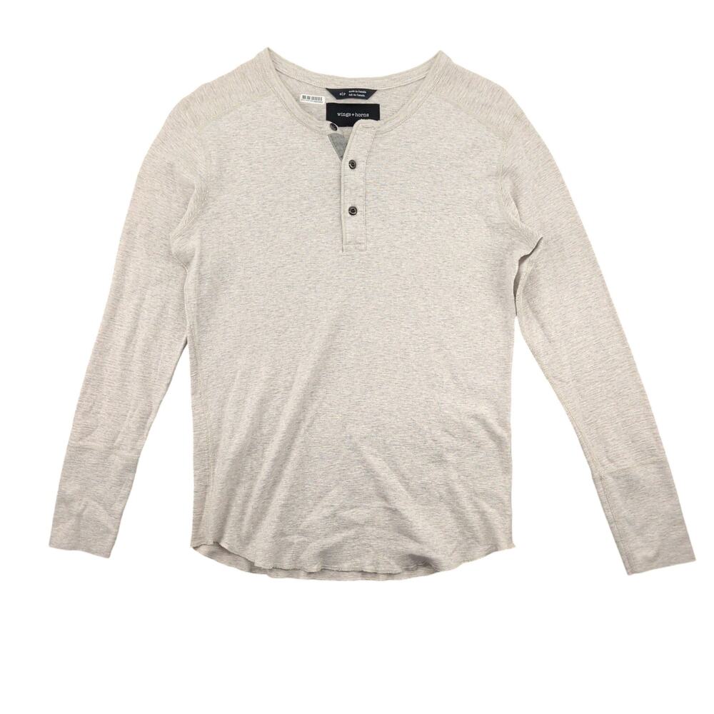 Wings + Horns Slub Heathered Henley Long Sleeve Shirt Men's Small Americana